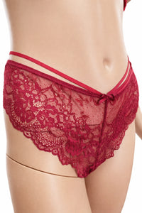 Дамско дантелено долнище Hunkemöller - размер XL, цвят бордо – снимка 2