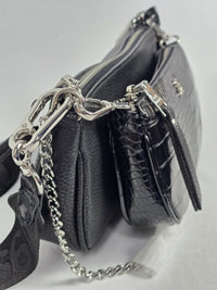 Нова дамска чанта Steve Madden MAXIMA Black Croc с портмоне – снимка 3