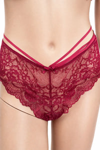 Дамско дантелено долнище Hunkemöller - размер XL, цвят бордо