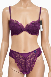 Hunkemöller лилав комплект бельо с дантела – сутиен 70C и бикини XL