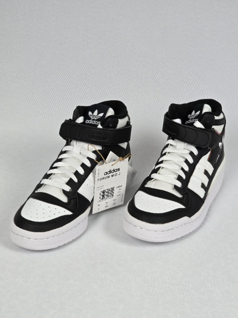 НОВИ Adidas Forum Mid J (Черно/Бяло) – Оригинални, с етикети рст 37 1/3