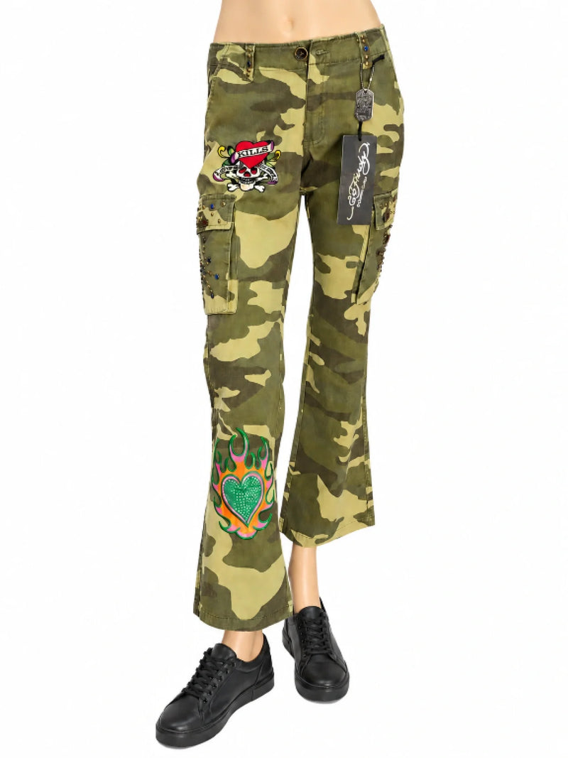 Нови дамски карго дънки Ed Hardy камуфлаж, размер 27