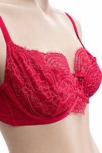 Дамски сутиен Hunkemöller - 85C в червен цвят с дантела – снимка 2