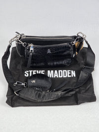 Нова дамска чанта Steve Madden MAXIMA Black Croc с портмоне