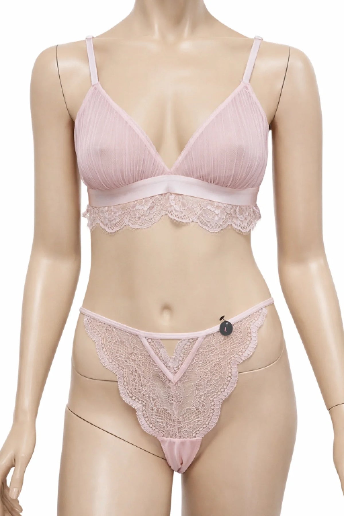 Комплект дамско бельо Hunkemöller – размер L, нежно розово с дантела