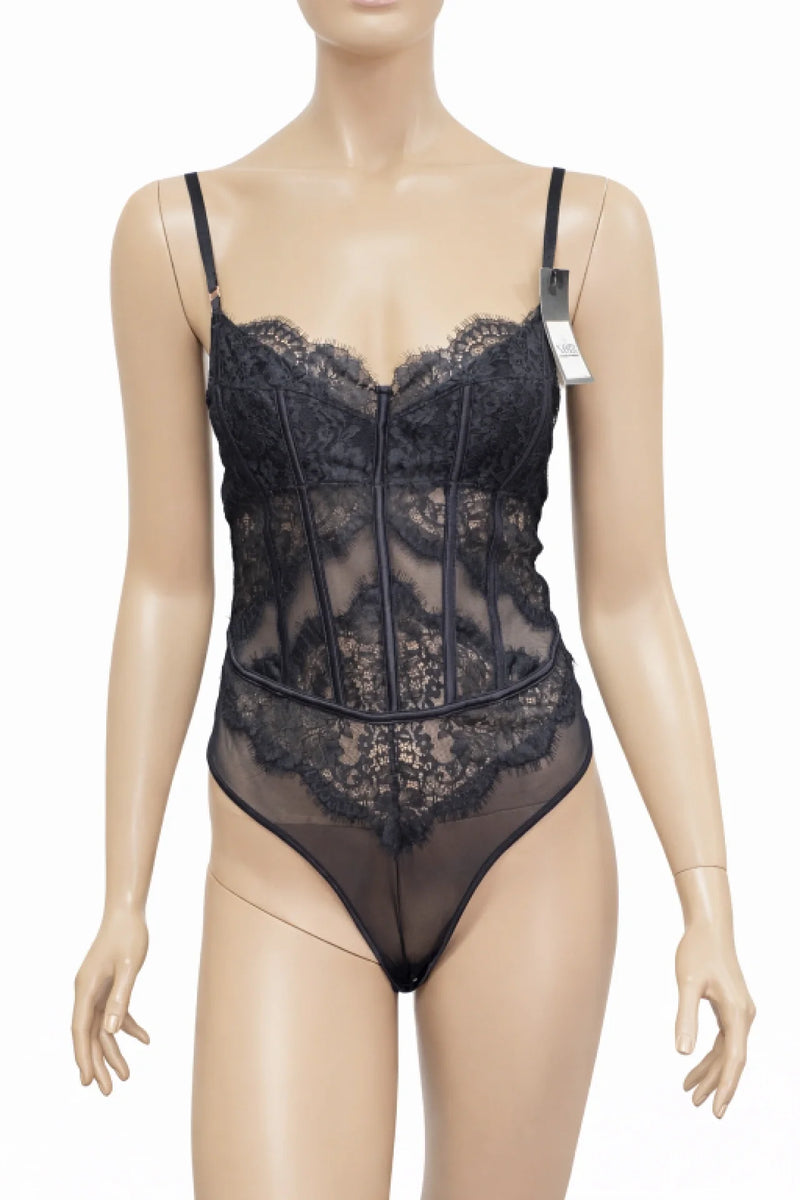 Hunkemöller боди с дантела и прозрачни детайли, размер 75B