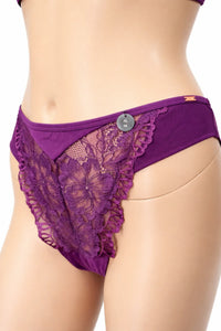 Hunkemöller лилав комплект бельо с дантела – сутиен 70C и бикини XL – снимка 2
