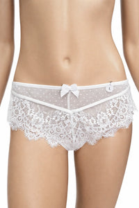 Hunkemöller бикини L – бели дантелени бикини с фин тюл на точки