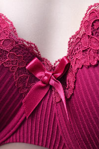 Hunkemöller сутиен 80C в бордо с дантела и мека подплата – снимка 3